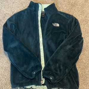 The North Face soft fleece zip up jacket in deep teal